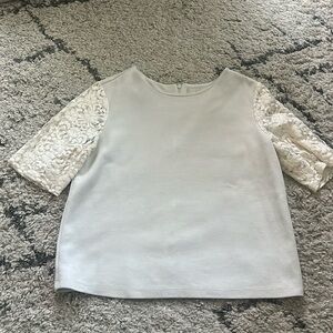 LOFT - ivory lace sleeve crop - Size S